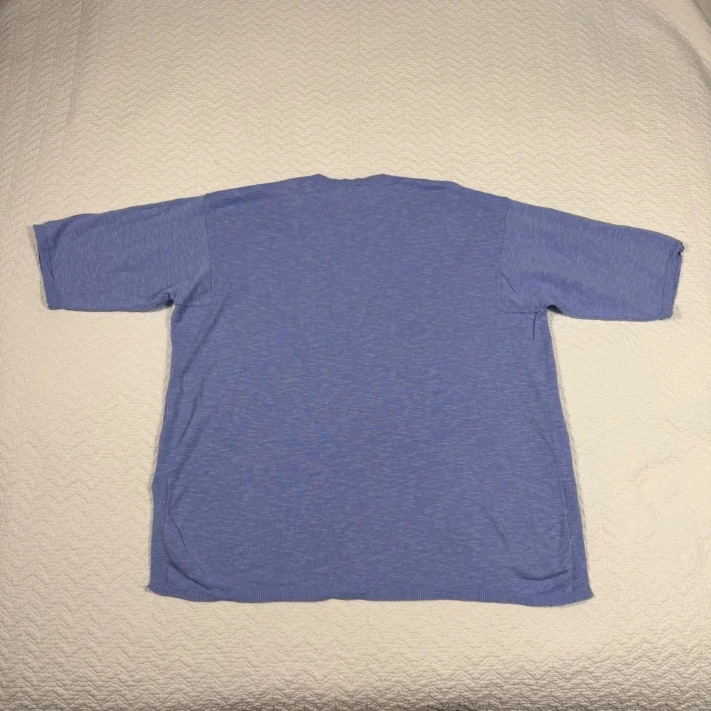 Eileen Fisher Knit Top Women's‎ L Blue Quiet Luxury Organic Linen Cotton EUC